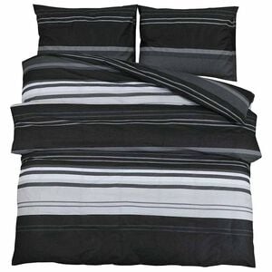 vidaXL 2 pi&egrave;ces 260 x 220 cm + 50 x 75 cm 100% Cotton Black Stripes