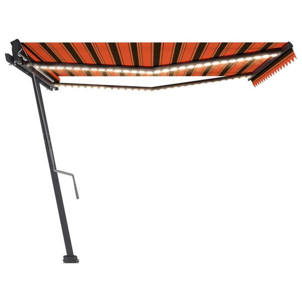 vidaXL Auvent manuel r&eacute;tractable avec LED 450x350 cm Orange et marron