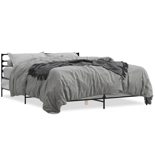 vidaXL Cadre de lit sans matelas sonoma gris 150x200 cm