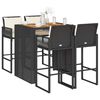 vidaXL Ensemble de bar de jardin 5 pcs avec coussins noir poly rotin