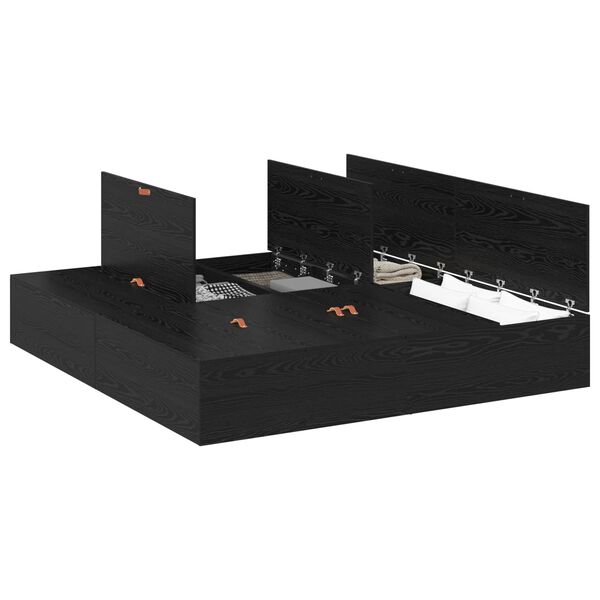vidaXL Cadre de lit avec rangement Ch&ecirc;ne noir 180 x 200 cm