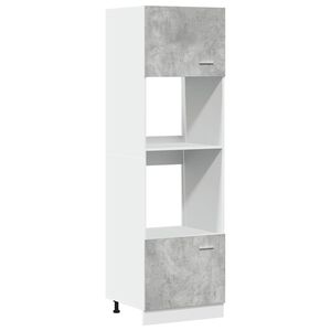 vidaXL Meuble micro-ondes "Lyon" Gris b&eacute;ton 60 x 57 x 207 cm Bois d'ing&eacute;nierie