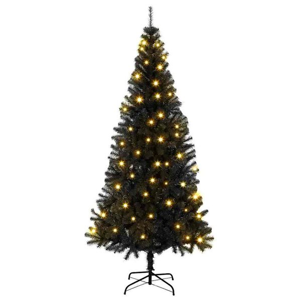 vidaXL Sapin de No&euml;l avec 300 LED avec support Noir 180 cm PVC