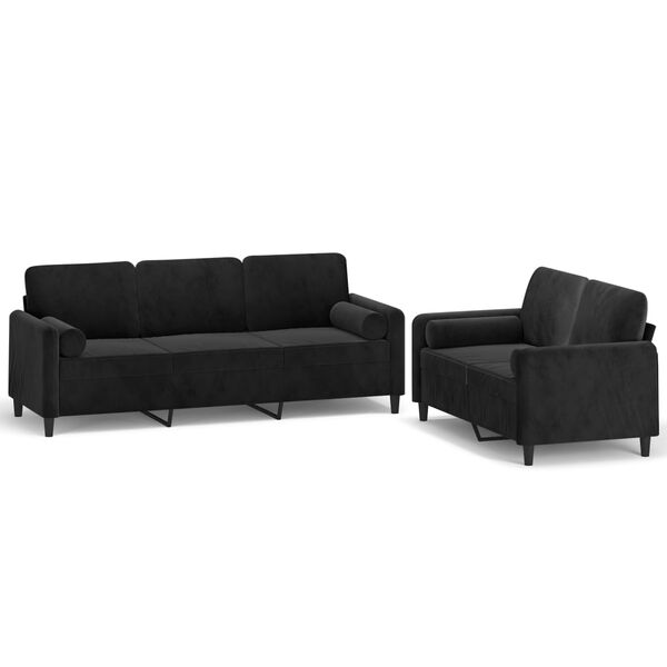 vidaXL Ensemble de canap&eacute;s 2 pcs coussins d&eacute;coratifs et coussins Noir