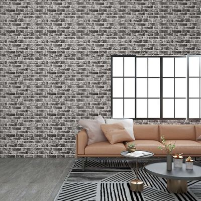 vidaXL Panneaux muraux 3D Design de brique gris foncé 10 pcs EPS