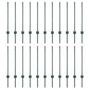 vidaXL Poteau de cl&ocirc;ture ench&acirc;ss&eacute; 22 pi&egrave;ces Vert 120 cm