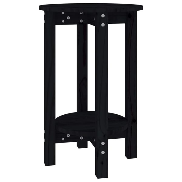 vidaXL Table basse Noir &Oslash; 40x60 cm Bois massif de pin