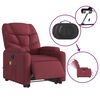 vidaXL Fauteuil inclinable de massage &eacute;lectrique Rouge bordeaux Tissu