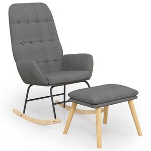 vidaXL Chaise &agrave; bascule avec repose-pied Gris clair Tissu