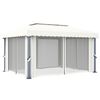 vidaXL Tonnelle avec rideau 4x3 m Blanc crème Aluminium