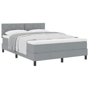 vidaXL Lit &agrave; ressorts avec matelas Gris clair 160 x 200 cm tissu