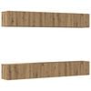 vidaXL Ensemble de 4 meubles TV muraux en ch&ecirc;ne massif finition artisanale 100 x 30 x 30 cm