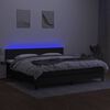 vidaXL Sommier &agrave; lattes de lit et matelas et LED Noir 200x200 cm Tissu