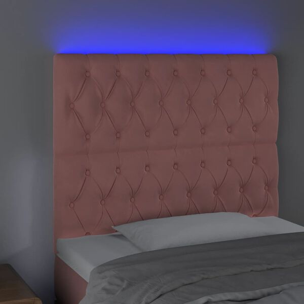 vidaXL T&ecirc;te de lit &agrave; LED Rose 100x7x118/128 cm Velours