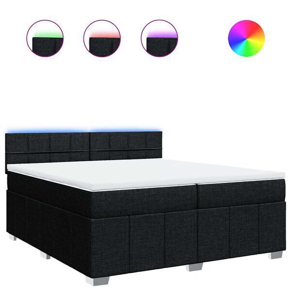vidaXL Sommier &agrave; lattes de lit avec matelas Noir 200x200 cm Tissu