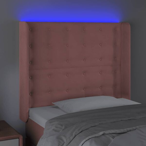 vidaXL T&ecirc;te de lit &agrave; LED Rose 103x16x118/128 cm Velours