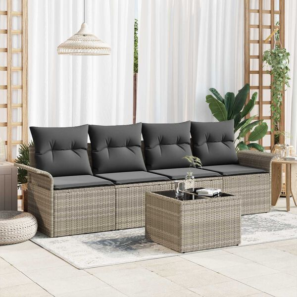 vidaXL Ensemble de canap&eacute; de jardin 5 pcs Gris clair et gris fonc&eacute;