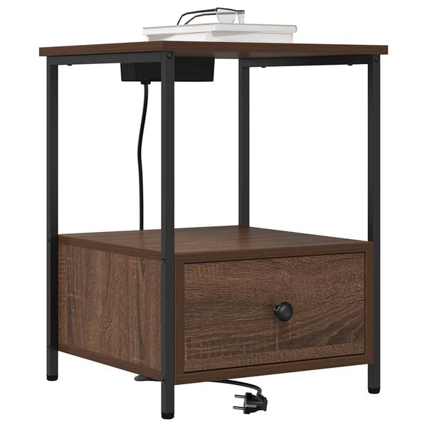 vidaXL Cabinet de chevet avec tiroir 2 pcs Ch&ecirc;ne brun 42 x 41 x 56 cm