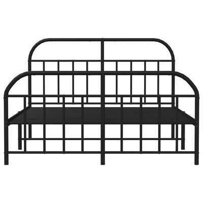 vidaXL Cadre de lit métal sans matelas avec pied de lit noir 135x190cm