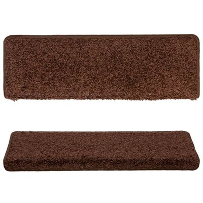 vidaXL Tapis d'escalier 10 pcs 65x21x4 cm Marron