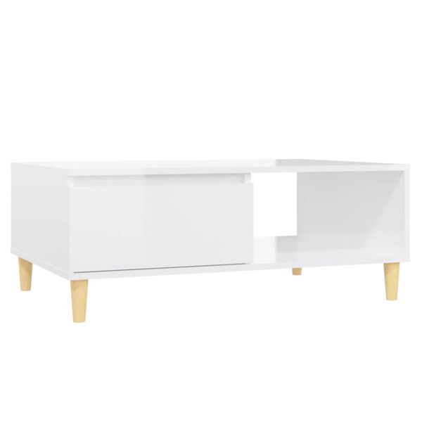 vidaXL Table basse blanc brillant 90x60x35 cm bois d'ingénierie