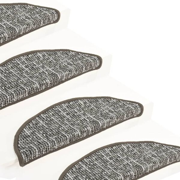 vidaXL Tapis de marches d'escalier 15 pcs Anthracite 56x17x3 cm