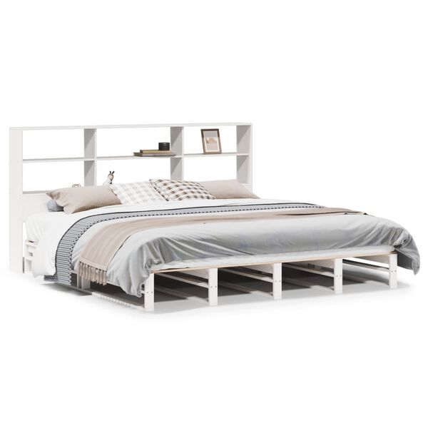 vidaXL Lit biblioth&egrave;que sans matelas blanc 180x200 cm bois massif