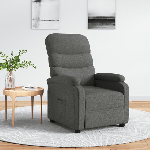 vidaXL Fauteuil inclinable Gris fonc&eacute; Tissu