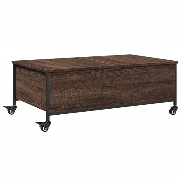 vidaXL Table basse avec roulettes chêne marron bois d'ingénierie