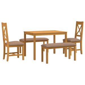 vidaXL Ensemble de salle &agrave; manger 5 pc Gris Bois de ch&ecirc;ne massif