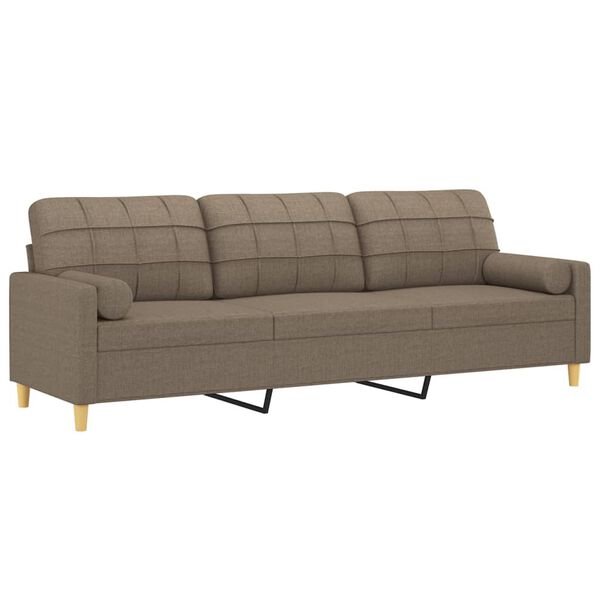 vidaXL Canap&eacute; 3 places et oreillers et coussins Taupe 210 cm Tissu