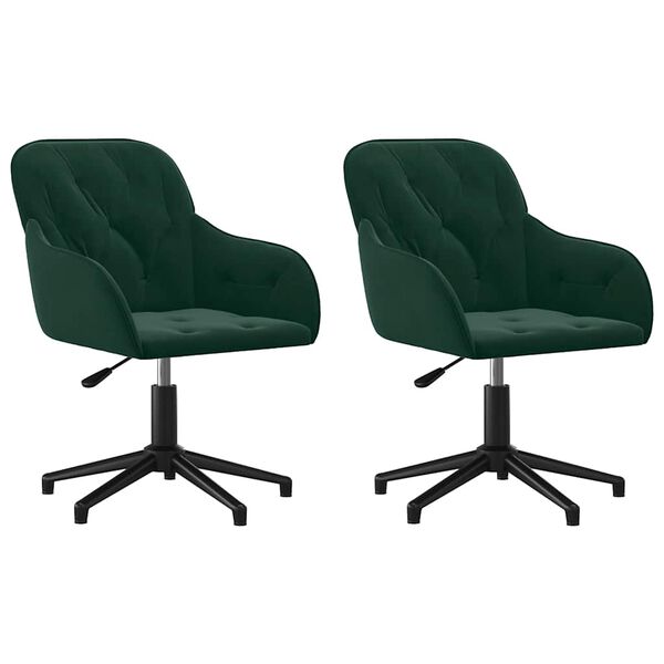 vidaXL Chaises pivotantes &agrave; manger lot de 2 Vert fonc&eacute; Velours