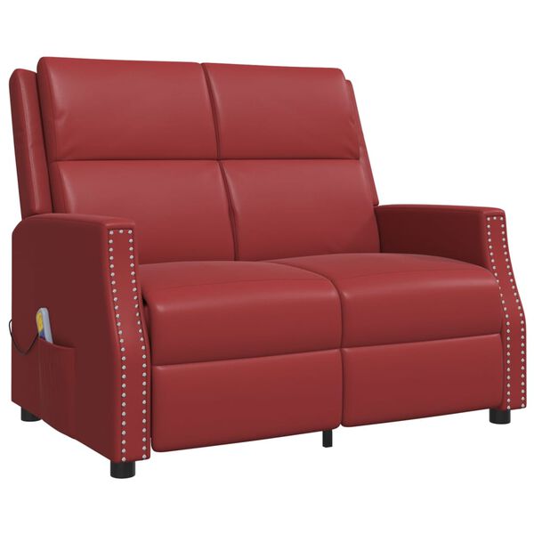 vidaXL Fauteuil de massage inclinable 2 places rouge bordeaux