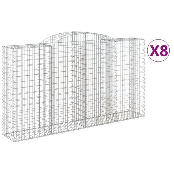 vidaXL Paniers &agrave; gabions arqu&eacute;s 8 pcs 300x50x160/180 cm fer galvanis&eacute;