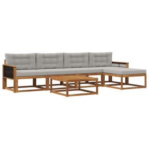 vidaXL Ensemble de canap&eacute;s d'ext&eacute;rieur 6 pcs Naturel et Gris clair