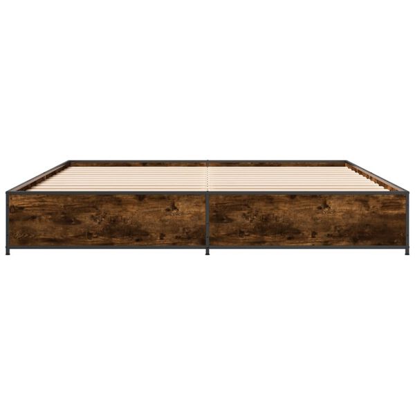vidaXL Cadre de lit sans matelas ch&ecirc;ne fum&eacute; 200x200 cm