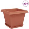 vidaXL Pots de plantes 24 pc Rouge brique Plastique
