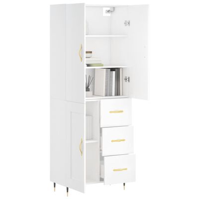 vidaXL Buffet haut Blanc 69,5x34x180 cm Bois d'ingénierie