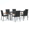 vidaXL Ensemble &agrave; manger de jardin 7 pcs noir textil&egrave;ne et acier