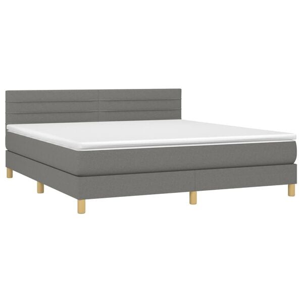 vidaXL Sommier &agrave; lattes de lit avec matelas Gris fonc&eacute; 180x200cm Tissu