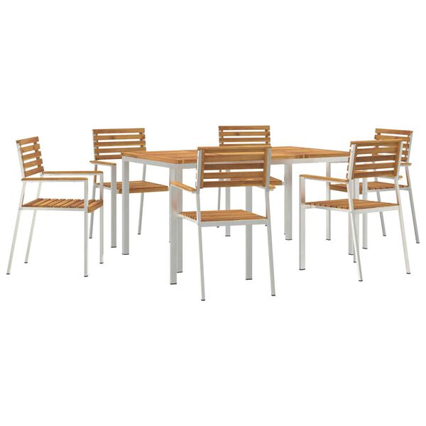 vidaXL Ensemble de salle &agrave; manger pour jardin 7 pcs Marron