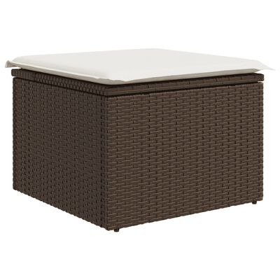 vidaXL Salon de jardin 10 pcs avec coussins marron résine tressée