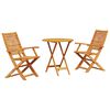 vidaXL Ensemble bistro pliant 3 pc Marron Bois d'Acacia Massif