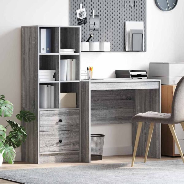 vidaXL Bureau avec tiroir 2 pcs Gris Sonoma