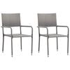 vidaXL Chaise &agrave; d&icirc;ner de jardin empilable lot de 2 gris r&eacute;sine tress&eacute;e