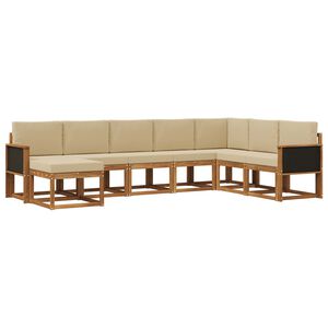 vidaXL Ensemble de canap&eacute;s d'ext&eacute;rieur 8 pc Naturel et Beige