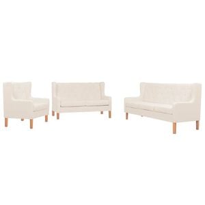 vidaXL Ensemble de canap&eacute;s 3 pcs tissu blanc cr&egrave;me