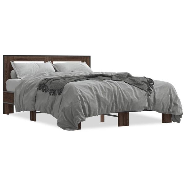 vidaXL Cadre de lit sans matelas ch&ecirc;ne marron 140x190 cm