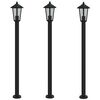 vidaXL Lampadaires d'ext&eacute;rieur 3 pcs noir 120 cm acier inoxydable