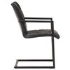 vidaXL Chaises &agrave; manger cantilever lot de 4 noir cuir v&eacute;ritable